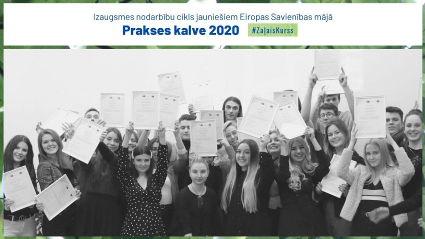 Izsludināts konkurss jauniešu dalībai ES mājas izaugsmes nodarbību ciklā PRAKSES KALVE 2020