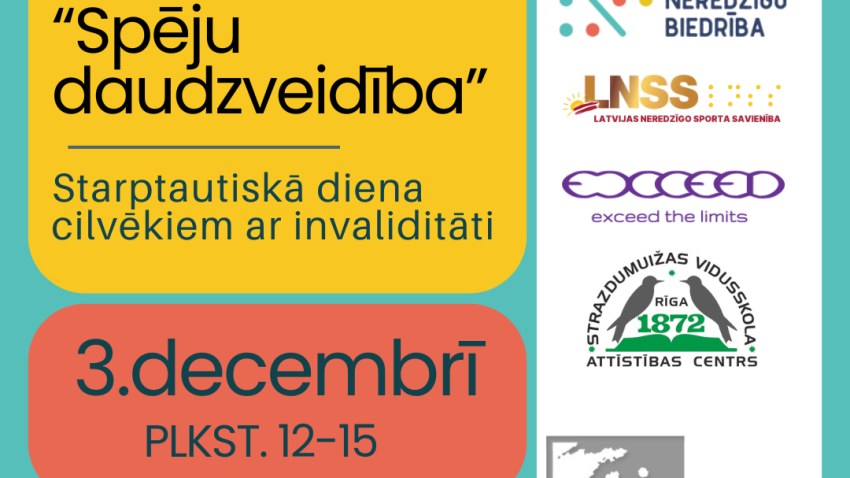 Latvijas Neredzīgo biedrība 3.decembrī aicina piedalīties pasākumā “Spēju daudzveidība” Vērmanes dārzā