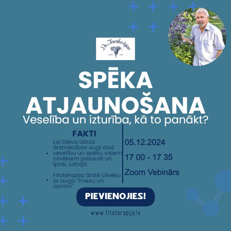 Dr. Tereško tējas aicina uz bezmaksas vebināru “Spēka atjaunošana: Veselība un izturība, kā to panākt?”